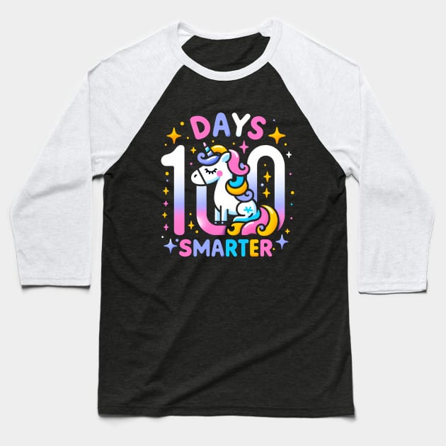 100 days smarter, whimsical unicorn, unicorn Baseball T-Shirt by ANSAN